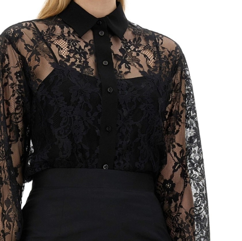 Moschino Black Lace Blouse Top Nwot